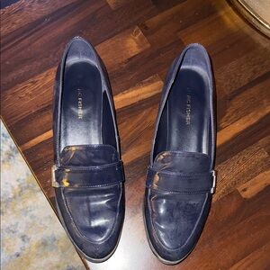 Marc Fisher Navy Leather Penny Loafers